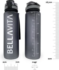 BELLAVITA Drinkfles - Zwart - Waterfles - Drinkfles Volwassenen - Drinkfles Kinderen - Drinkfles 1 Liter - Fles - 1 Liter - 1000ml - Tritan - Fruitfilter- BPA-vrij - 100% Lekvrij -Merkloos Winkel 1005x1200 4