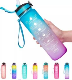 Merkloos Motivatie Drinkfles - Waterfles Met Tijdmarkering - Met Siliconen Rietje - Lichroze - 1 Liter - Tijdmarkeringen - BPA Vrij - Handige Drinktuit - Bidon - Water Drinken - Volwassenen En Kinderen - Cadeau - Valentijnsdag - Sportfles - Fitness -Merkloos Winkel 1077x1200 2