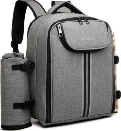 Kono Koeltas - Koelrugzak - Picknick - Picknicktas Met Flessenhouder - Koelrugtas Met Picknickkleed - Grijs (E6915 GY) -Merkloos Winkel 1108x1200 1
