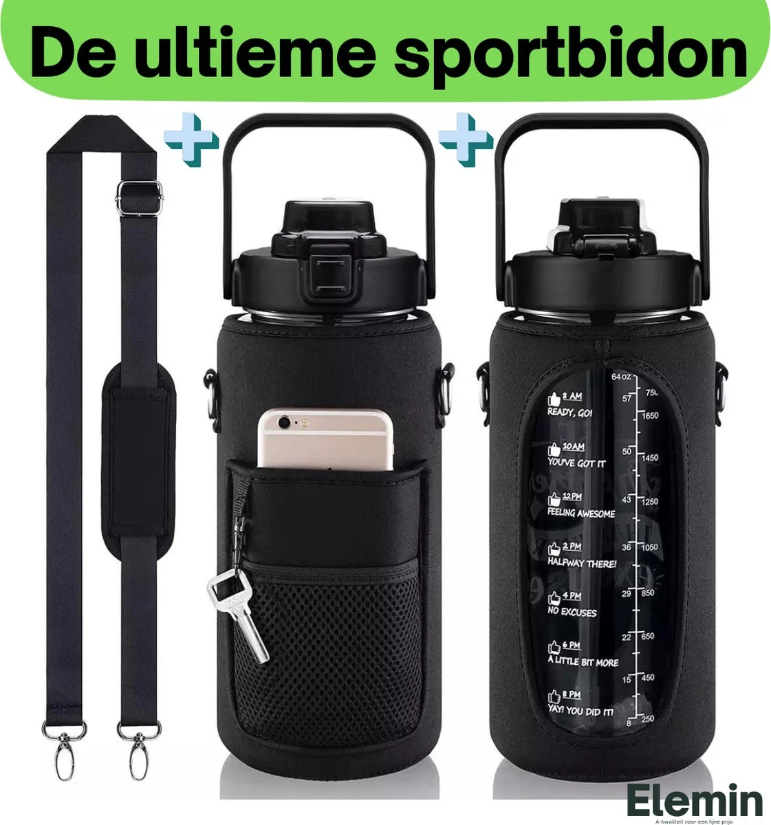 Waterfles 2 Liter + Hoes En Draagband Voor Telefoon - Sportfles - Sport Bidon - Waterfles Met Rietje - Waterkan - Gallon - Schenkfles - Bottle - Drinkfles 2 Liter 3 Waterfles 2 Liter + Hoes En Draagband Voor Telefoon - Sportfles - Sport Bidon - Waterfles Met Rietje - Waterkan - Gallon - Schenkfles - Bottle - Drinkfles 2 Liter