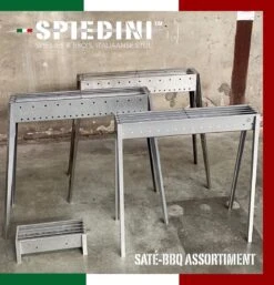 Spiedini Saté-bbq Bali 40 Mini - Kleine, Smalle Houtskoolbarbecue Met Horizontaal Rooster Voor Sate Of Andere Spiesjes - 40 Cm Lang, 11 Cm Breed, 14 Cm Hoog - Ideaal Voor Tuin- Of Open Haard, Of Balkon - Materiaal: Gealuminiseerd Ijzer -Merkloos Winkel 1153x1200