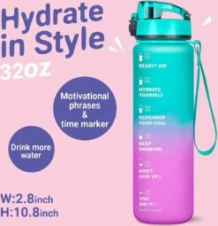 Splash® - Luxe Drinkfles - Motivatie Waterfles - Water Bottle - Waterfles 1 Liter - Bidon- Motivatie Drinkfles - Tijdmarkering - Fruitfilter- Paars/Blauw - Inc. KOOK E-BOOK! -Merkloos Winkel 1162x1200 4