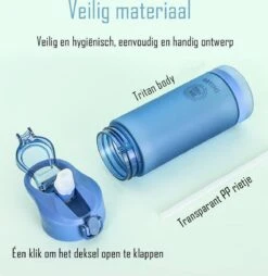 Diller Waterfles Met Rietje - Drinkfles - Handig Sluitsysteem - 750ml - Wit - Tritan & BPA-vrij -Merkloos Winkel 1166x1200 5