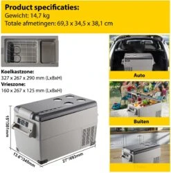 Vevor Auto Koelbox - Mini Koelkast Vriezer - Draagbare Vriezer/Koelkast - Elektrische Koelbox - Mini Vriezer - Auto Koelkast - 35 Liter - Tot -20˚C - 12V/240V - Grijs -Merkloos Winkel 1184x1200 3