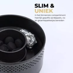 Ozocozy BBQ-ONE Houtskool Tafelbarbecue - Ø30 Cm- Zwart - Incl. Draagtas, Siliconen Bakkwast En RVS-Barbecuetang -Merkloos Winkel 1197x1200