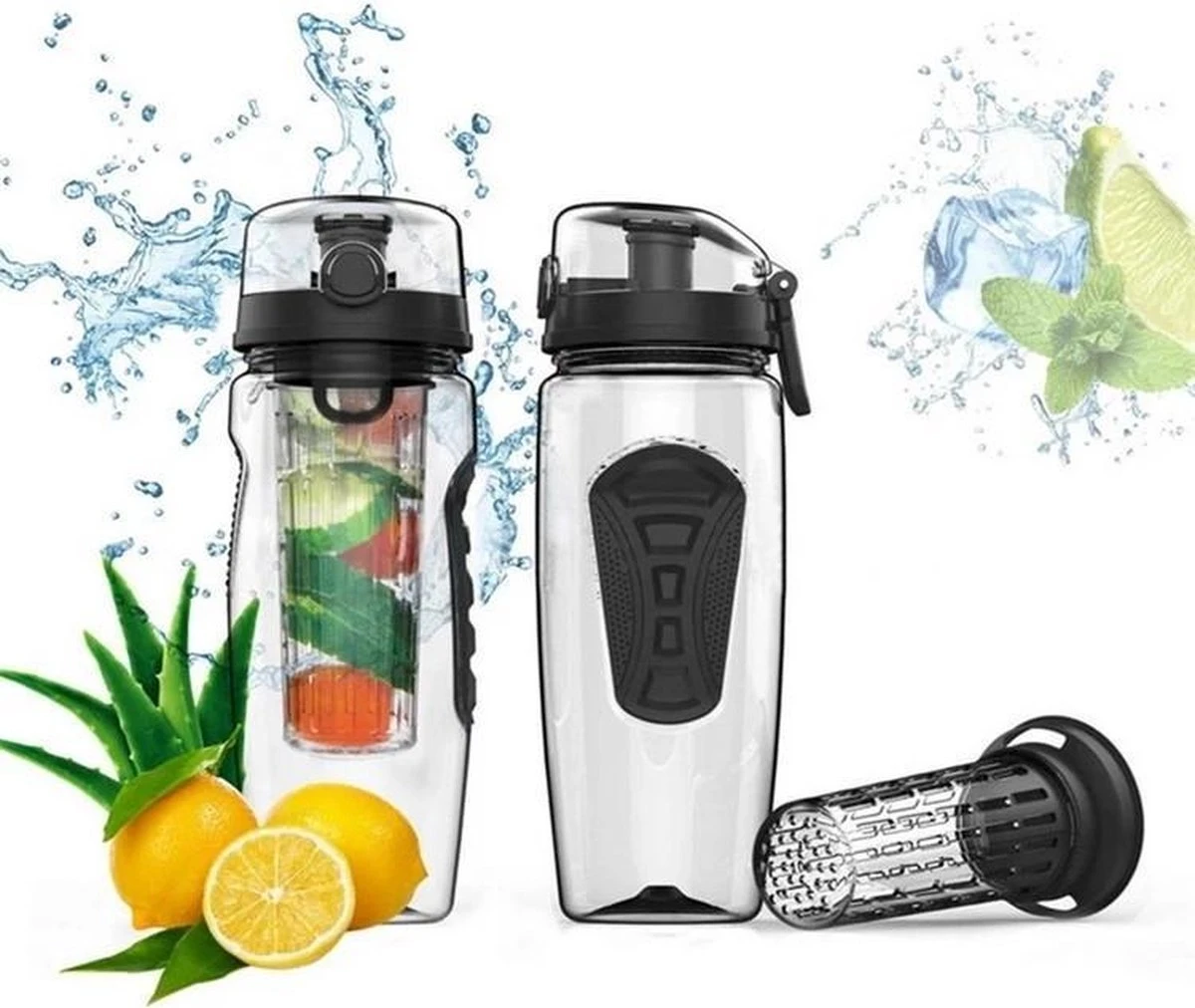 Merkloos Waterfles Met Fruit Infuser - 900ml- 100% BPA Vrij - Zwart - Sportfles - Detox Waterfles-Waterfles Met Fruit Filter 6 Merkloos Waterfles Met Fruit Infuser - 900ml- 100% BPA Vrij - Zwart - Sportfles - Detox Waterfles-Waterfles Met Fruit Filter - Afbeelding 4