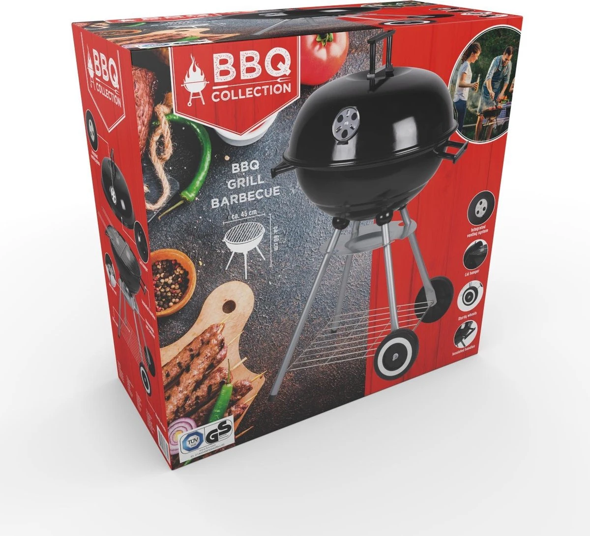 BBQ Collection Houtskoolbarbecue - Kogelbarbecue 45 X 60 Centimeter - Ronde Barbecue - Barbecue Op Wielen - Zwart - Metaal 7 BBQ Collection Houtskoolbarbecue - Kogelbarbecue 45 X 60 Centimeter - Ronde Barbecue - Barbecue Op Wielen - Zwart - Metaal - Afbeelding 5