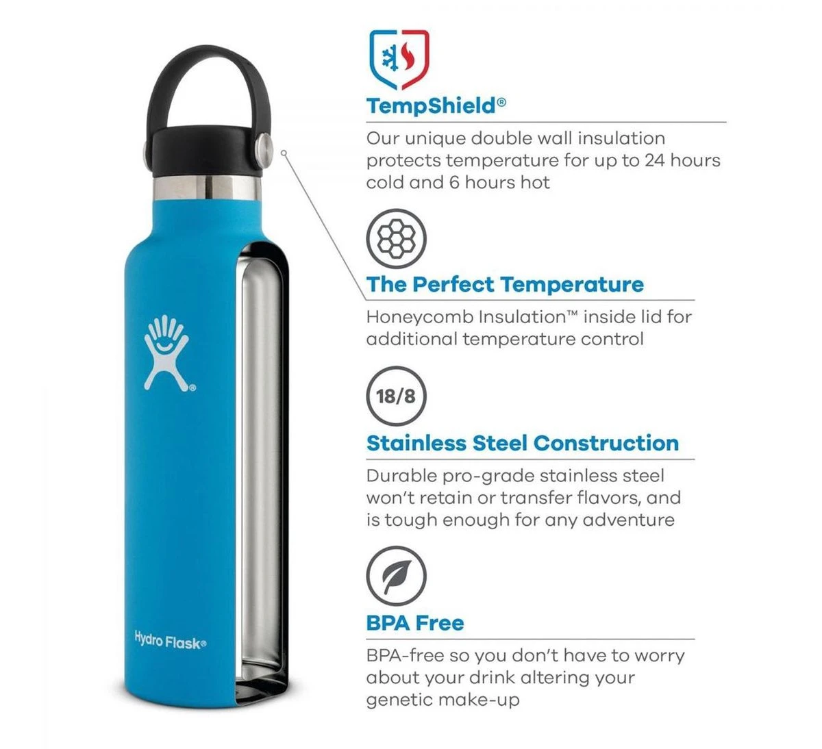 Hydro Flask Standard Mouth Flex Cap Drinkfles (532 Ml) - Zwart 6 Hydro Flask Standard Mouth Flex Cap Drinkfles (532 Ml) - Zwart - Afbeelding 4