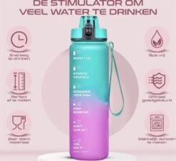 Splash® - Luxe Drinkfles - Motivatie Waterfles - Water Bottle - Waterfles 1 Liter - Bidon- Motivatie Drinkfles - Tijdmarkering - Fruitfilter- Paars/Blauw - Inc. KOOK E-BOOK! -Merkloos Winkel 1200x1096 1