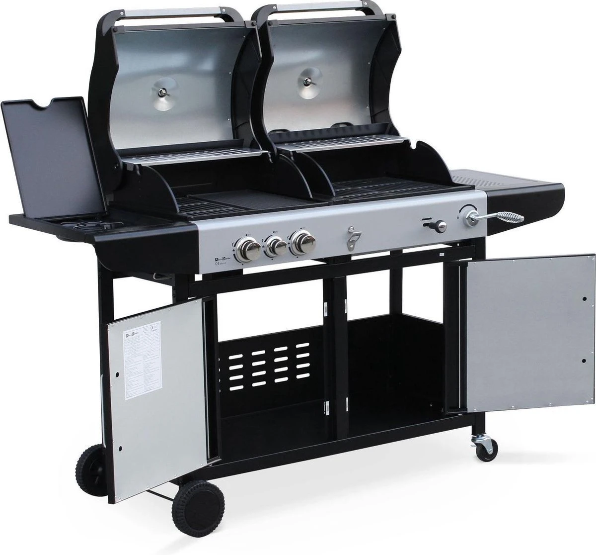 Alice's Garden Houtskool Barbecue - Grilloppervlak (LxB) 41 X 44 Cm - Gas En Houtskool - 3 Branders - Marsac Zwart 4 Alice's Garden Houtskool Barbecue - Grilloppervlak (LxB) 41 X 44 Cm - Gas En Houtskool - 3 Branders - Marsac Zwart - Afbeelding 2