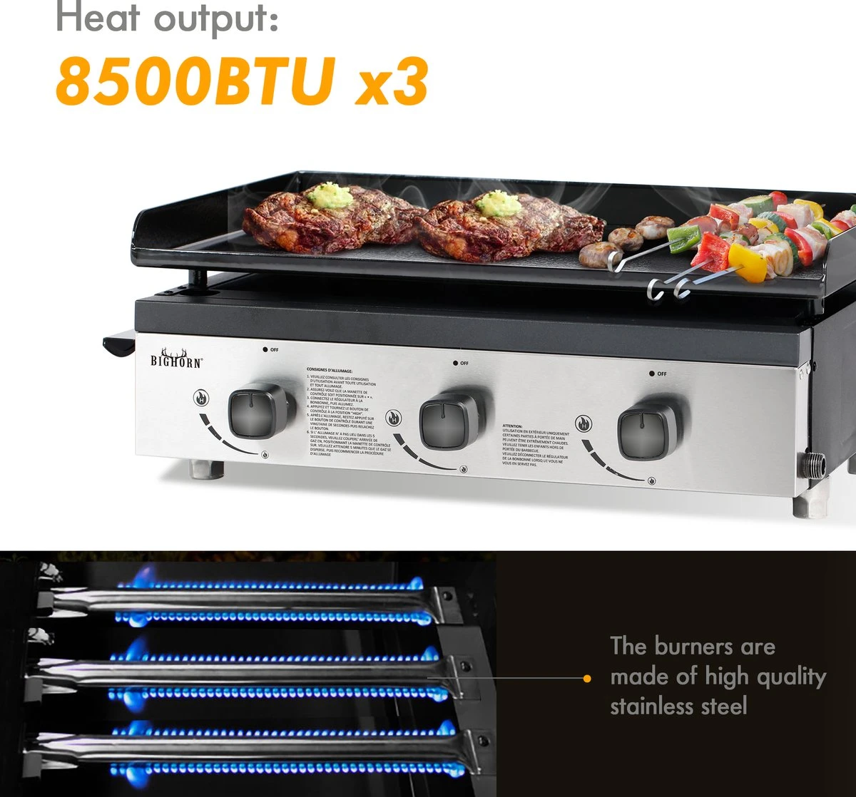 Bighorn Plancha Grill - Gasbarbecue – Tabletop – Draagbaar – 3 Branders 11 Bighorn Plancha Grill - Gasbarbecue – Tabletop – Draagbaar – 3 Branders - Afbeelding 9