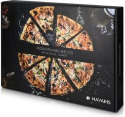 Navaris Pizzasteen XL Voor Oven En Barbecue - Rechthoekige Pizzaplaat 38 X 30 Cm - Inclusief Receptenboek - Keramisch Geglazuurd - Zwart -Merkloos Winkel 1200x1125 1