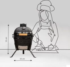 BluMill Kamado BBQ Egg - Kamado 13 Inch - Incl. Vlees Thermometer - Houtskoolbarbecues - Zwart - Ø 27cm -Merkloos Winkel 1200x1156