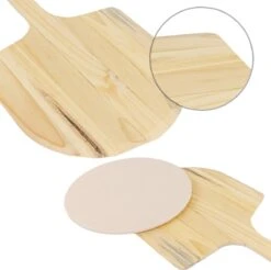 MaxxHome Pizzasteen - BBQ Steen - Maximum Te Verhitten Tot 600 Graden - ⌀33 - Incl. Houten Schep -Merkloos Winkel 1200x1195 2