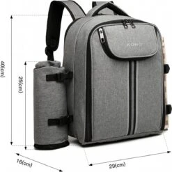 Kono Koeltas - Koelrugzak - Picknick - Picknicktas Met Flessenhouder - Koelrugtas Met Picknickkleed - Grijs (E6915 GY) -Merkloos Winkel 1200x1199 13