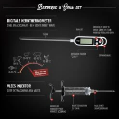 Mountain Jack® 40-Delige Luxe BBQ Grill Accessoires Set In Roestvrij Staal – Barbecue Gereedschap – Tangenset, Vlees Thermometer, Vleestang, Borstel, Spiezen, Vleesmes, Vleesvork -Merkloos Winkel 1200x1199 6