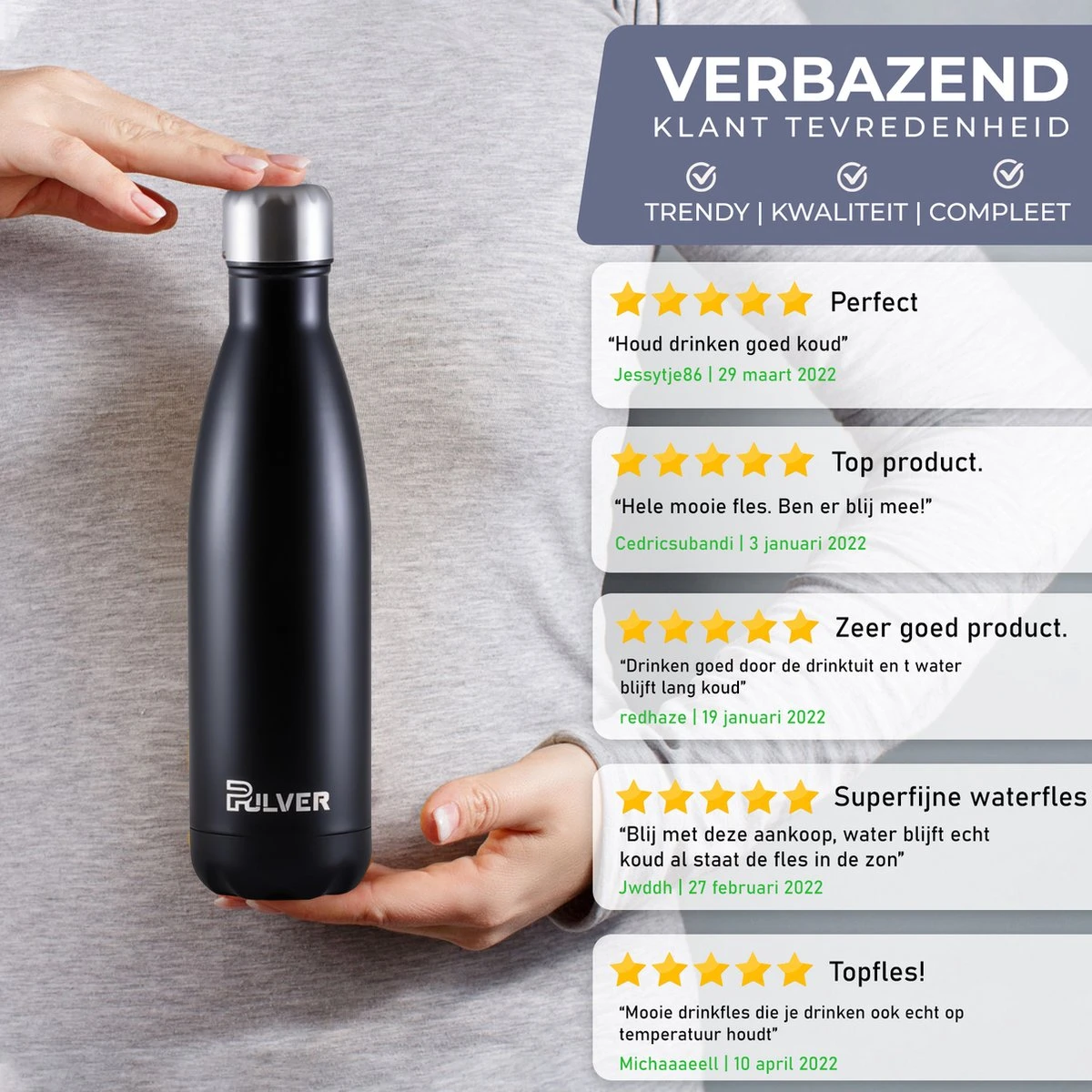 Pulver - Luxe RVS Thermosbeker / Drinkfles – BPA Vrij – 500 Ml - Waterfles Met Rietje – Drinkfles – Dubbele Isolatie - Kinderen & Volwassenen - Zwart 9 Pulver - Luxe RVS Thermosbeker / Drinkfles – BPA Vrij – 500 Ml - Waterfles Met Rietje – Drinkfles – Dubbele Isolatie - Kinderen & Volwassenen - Zwart - Afbeelding 7