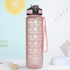 Merkloos Motivatie Drinkfles - Waterfles Met Tijdmarkering - Met Siliconen Rietje - Lichroze - 1 Liter - Tijdmarkeringen - BPA Vrij - Handige Drinktuit - Bidon - Water Drinken - Volwassenen En Kinderen - Cadeau - Valentijnsdag - Sportfles - Fitness -Merkloos Winkel 1200x1200 1176