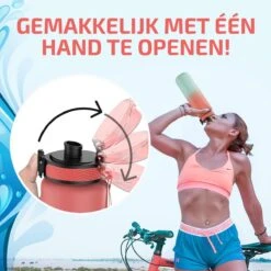 Lekro Waterfles Met Tijdmarkeringen - Motiverende Drinkfles Met Fruitfilter En Shake Bal/Shaker - 1 Liter - BPA Vrij - Roze/Blauw -Merkloos Winkel 1200x1200 1189