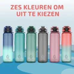 Lekro Waterfles Met Tijdmarkeringen - Motiverende Drinkfles Met Fruitfilter En Shake Bal/Shaker - 1 Liter - BPA Vrij - Roze/Blauw -Merkloos Winkel 1200x1200 1195