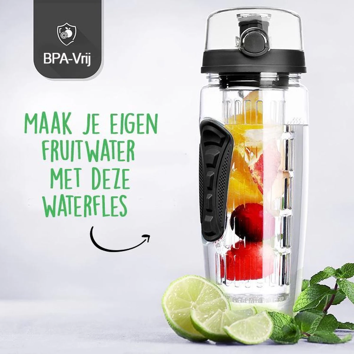 Merkloos Waterfles Met Fruit Infuser - 900ml- 100% BPA Vrij - Zwart - Sportfles - Detox Waterfles-Waterfles Met Fruit Filter 7 Merkloos Waterfles Met Fruit Infuser - 900ml- 100% BPA Vrij - Zwart - Sportfles - Detox Waterfles-Waterfles Met Fruit Filter - Afbeelding 5