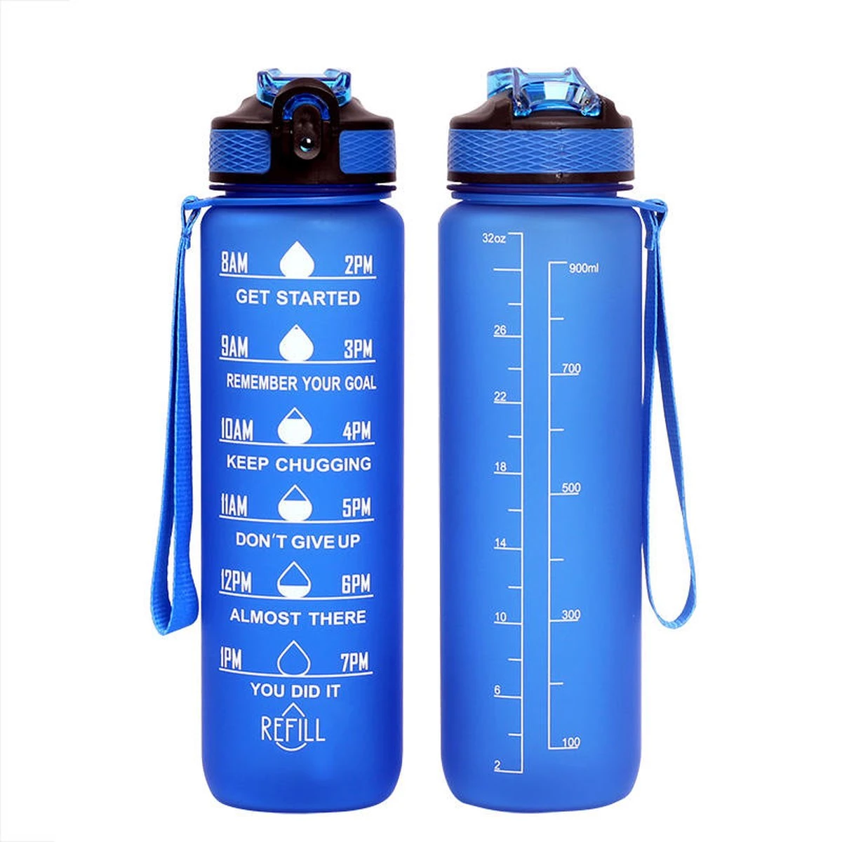 Waterfles Met Tijdmarkering - Motivatie Drinkfles Met Rietje - 1 Liter Waterfles - BPA Vrij - Blauw 7 Waterfles Met Tijdmarkering - Motivatie Drinkfles Met Rietje - 1 Liter Waterfles - BPA Vrij - Blauw - Afbeelding 5