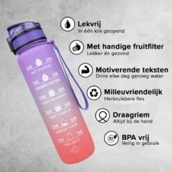 Nimma® Motivatie Waterfles - 1 Liter Drinkfles - Met Tijdmarkeringen En Fruitfilter - Roze Paars 16 Nimma® Motivatie Waterfles - 1 Liter Drinkfles - Met Tijdmarkeringen En Fruitfilter - Roze Paars -Merkloos Winkel 1200x1200 1233