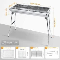 Uten - Houtskoolbarbecue - Opvouwbare Barbecue - Houtskoolbarbecues - Draagbare Camping Barbecue - 430 Roestvrij Staal Grill BBQ - 5-10 Persoon Tuin Buitenfeest - Zilver -Merkloos Winkel 1200x1200 209