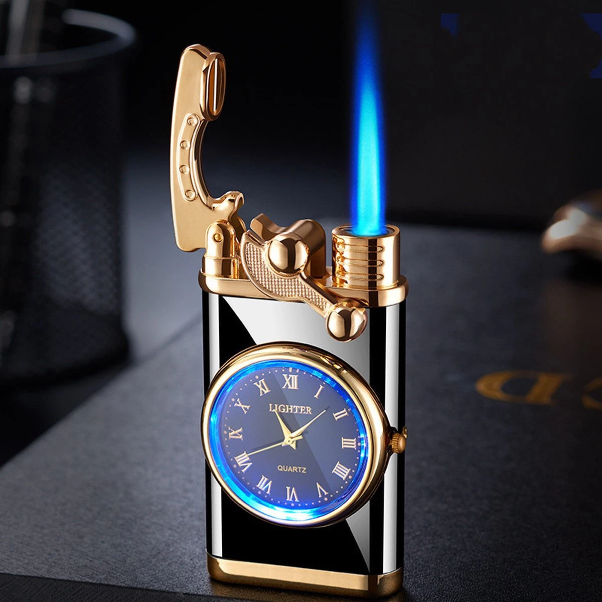 Flametimer Exclusieve Aansteker Met Horloge, 2 Stuks Willekeurig, Winddichte Draagbare Kaars Aansteker Voor Kaars Koken BBQ, Vuurwerk, Zak Zaklamp Aansteker Met Geschenkdoos, Cool Gift 11 Flametimer Exclusieve Aansteker Met Horloge, 2 Stuks Willekeurig, Winddichte Draagbare Kaars Aansteker Voor Kaars Koken BBQ, Vuurwerk, Zak Zaklamp Aansteker Met Geschenkdoos, Cool Gift - Afbeelding 9