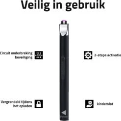 Oplaadbare Lange Elektrische Aansteker - Duurzame Plasma Aansteker - Inclusief Cadeauverpakking - BBQ - Kaarsen - Zwart -Merkloos Winkel 1200x1200 390