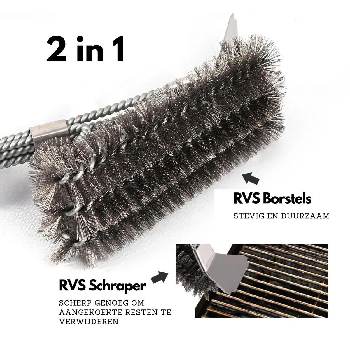Gohh BBQ Borstel Met Schraper - Schoonmaakborstel - Barbecue Krabber Met Handige Bewaarzak 2 In 1 6 Gohh BBQ Borstel Met Schraper - Schoonmaakborstel - Barbecue Krabber Met Handige Bewaarzak 2 In 1 - Afbeelding 4