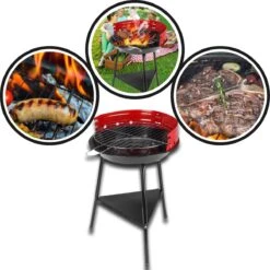 Houtskoolbarbecue Ø33 Cm | Verstelbare Grill BBQ | Halfopen | Zwart / Rood -Merkloos Winkel 1200x1200 75