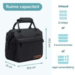 ForDig Lunchtas Zwart - Koeltas Gemaakt Van 600D Polyester Met PEVA-Voering - Ruimte Voor Lunchtrommel / Snacks / Blikjes - Koel Tas Met Mesh Opbergruimtes En Ruimte Voor Bestek - Lunch Tas Cool Bag - Coolerbag - Kleine Cooler 12 ForDig Lunchtas Zwart - Koeltas Gemaakt Van 600D Polyester Met PEVA-Voering - Ruimte Voor Lunchtrommel / Snacks / Blikjes - Koel Tas Met Mesh Opbergruimtes En Ruimte Voor Bestek - Lunch Tas Cool Bag - Coolerbag - Kleine Cooler -Merkloos Winkel 1200x1200 895