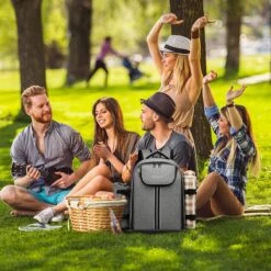 Kono Koeltas - Koelrugzak - Picknick - Picknicktas Met Flessenhouder - Koelrugtas Met Picknickkleed - Grijs (E6915 GY) -Merkloos Winkel 1200x1200 941