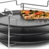Relaxdays 3 Pizaplaten Met Pizzarek, Pizza Bakplaat Rond 33 Cm, Pizzaplaat 3stuk