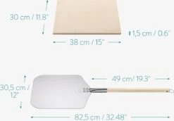 Navaris Pizzasteen XL Voor Oven En Barbecue - Rechthoekige Pizzaplaat 38 X 30 Cm - Inclusief Pizzaschep Met Extra Lang Handvat En Receptenboek -Merkloos Winkel 1200x834 1