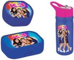 K3 Broodtrommel, Koekendoos En Drinkfles Voordeelset - Regenboog Uitvoering Met Hanne, Marthe En Julia