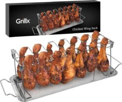 GrillX Kippenvleugelhouder - Kiphouder Voor BBQ & Oven - RVS - BBQ Accesoires