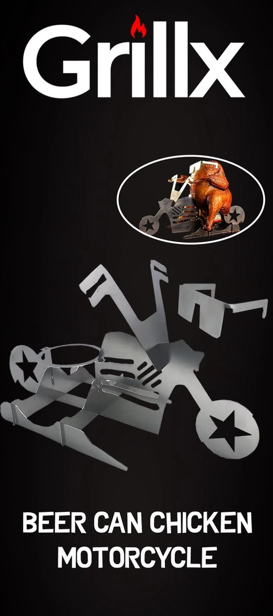 GrillX Beer Can Chicken Houder - Kiphouder Motorcycle - BBQ Accesoires - Bierkip - Barbeque Gereedschap - Chicken Sitter 8 GrillX Beer Can Chicken Houder - Kiphouder Motorcycle - BBQ Accesoires - Bierkip - Barbeque Gereedschap - Chicken Sitter - Afbeelding 6