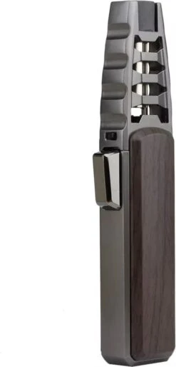 Merkloos Turbo Jetflame Aansteker - Gasbrander - Vuurwerk Torch - Crème Brûlée Brander - BBQ En Sigaren Aansteker - Windproof - Walnoothout Met Grijze Metalen Behuizing -Merkloos Winkel 577x1200