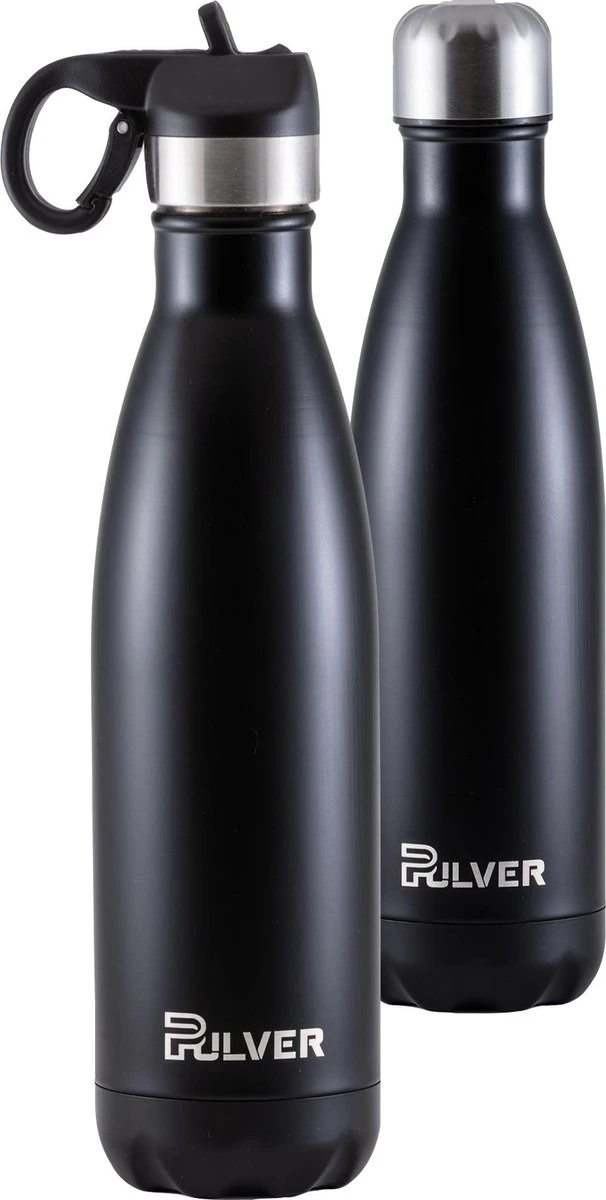 Pulver - Luxe RVS Thermosbeker / Drinkfles – BPA Vrij – 500 Ml - Waterfles Met Rietje – Drinkfles – Dubbele Isolatie - Kinderen & Volwassenen - Zwart 3 Pulver - Luxe RVS Thermosbeker / Drinkfles – BPA Vrij – 500 Ml - Waterfles Met Rietje – Drinkfles – Dubbele Isolatie - Kinderen & Volwassenen - Zwart