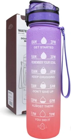 Nimma® Motivatie Waterfles - 1 Liter Drinkfles - Met Tijdmarkeringen En Fruitfilter - Roze Paars 13 Nimma® Motivatie Waterfles - 1 Liter Drinkfles - Met Tijdmarkeringen En Fruitfilter - Roze Paars -Merkloos Winkel 613x1200 1