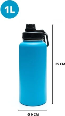 Drinkfles - Aqua Blue - 1 Liter - Extra Dop Met Rietje & Drinktuit - Waterfles Met Rietje - Isoleerfles - BPA Vrij - Lekvrij -Merkloos Winkel 670x1200 2
