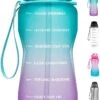 Motivatie Waterfles 2 Liter - Bidon - Sportdrankfles - Grote Waterfles - Gallon - Rietje - Tijdsmarkering - Groen/Paars -Merkloos Winkel 681x1200 1