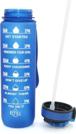 Waterfles Met Tijdmarkering - Motivatie Drinkfles Met Rietje - 1 Liter Waterfles - BPA Vrij - Blauw 9 Waterfles Met Tijdmarkering - Motivatie Drinkfles Met Rietje - 1 Liter Waterfles - BPA Vrij - Blauw -Merkloos Winkel 681x1200 2