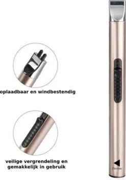 Oplaadbare Lange Elektrische Aansteker - Duurzame Plasma Aansteker - Inclusief Cadeauverpakking - BBQ - Kaarsen - Rose -Merkloos Winkel 842x1200