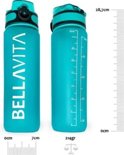 BELLAVITA Drinkfles - Turquoise - Cyaan - Waterfles - Drinkfles Volwassenen - Drinkfles Kinderen - Drinkfles 1 Liter - Fles - 1 Liter - 1000ml - Tritan - Fruitfilter- BPA-vrij - 100% Lekvrij -Merkloos Winkel 961x1200 5